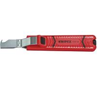 Knipex 162-0165SB Couteau pour câbles 165mm SB avec lame à crochet, 8-28mm, gris-argent/rouge