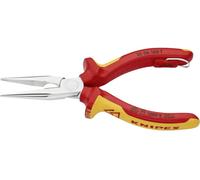 Knipex Pince demi-ronde avec tranchant (pince radio) chromée, homologuées VDE ; avec œillet de fixation intégré pour fixation d'un dispositif antichute 160 mm 25 06 160 T