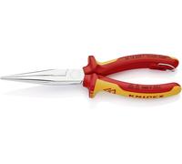Knipex Pince demi-ronde avec tranchant (pince bec de cigogne) chromée, homologuées VDE ; avec œillet de fixation intégré pour fixation d'un dispositif antichute 200 mm 26 16 200 T