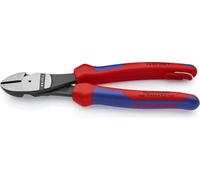 KNIPEX 74 02 200 T Pince coupante latérale de force avec gaines multi-composants, avec œillet de fixation intégré pour la mise en place d'une sécurité anti-chute noir atramenté 200 mm