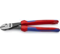 KNIPEX 74 22 250 T Pince coupante latérale de force avec gaines multi-composants, avec œillet de fixation intégré pour la mise en place d'une sécurité anti-chute noir atramenté 250 mm