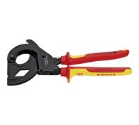 Knipex Coupe-câbles à cliquet pour câbles à blindage acier (câbles SWA) noire laquée, isolées par gaines bi-matière, certifiées VDE 315 mm 95 36 315 A
