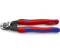 KNIPEX 95 62 190 T Ciseaux pour câbles métalliques forgés avec gaines multi-composants, avec oeillet de fixation intégré pour la mise en place d'une sécurité anti-chute 190 mm