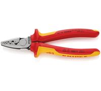 KNIPEX 97 78 180 SB Pince à sertir pour embouts de câbles isolés avec gaines multicomposants, testée VDE 180 mm (carte SB/blister)