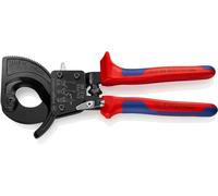 Knipex Coupe-câbles à cliquet 95 31 250 – 250 mm, poignées multimatières, noire laquée, en blister