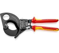 Knipex Coupe-câbles à cliquet noire laquée, isolées par gaines bi-matière, certifiées VDE 280 mm (carte LS/blister) 95 36 280