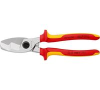 KNIPEX Coupe-câbles à double tranchants sur carte LS chromée isolées par gaines bi-matière, certifiées VDE 200 mm, 95 16 200 SB