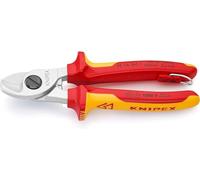 KNIPEX Coupe-câbles en blister chromée isolées avec gaines bi-matière, homologuées VDE ; avec œillet de fixation isolé intégré pour, 95 16 165 T BK