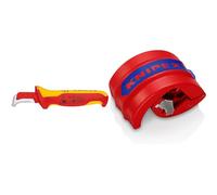 Knipex Couteau à dégainer avec sabot de guidage poignée isolante bi-matière, certifiée VDE 180 mm 98 55 & BiX Coupe-tube pour les tubes en plastique de Ø 20 à 50 mm 90 22 10 BK