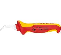 Knipex Couteau de dénudage 98 53 13 – poignée isolante bi-matière, certifiée VDE, 190 mm