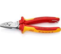 KNIPEX Pince à sertir pour embouts de câble en blister, 97 78 180 T BK | Isolées avec gaines bi-matière, homologuées VDE; avec œillet de fixation