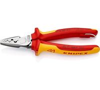 KNIPEX Pince à sertir pour embouts de câble isolées avec gaines bi-matière, homologuées VDE ; avec œillet de fixation isolé intégré pour, 97 78 180 T