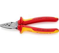 KNIPEX Pince à sertir pour embouts de câble sur carte LS, 97 78 180 SB | Isolées par gaines bi-matière, certifiées VDE 180 mm