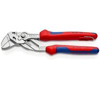 KNIPEX Pince-clé pince et clé à la fois en blister chromée avec gaines bi-matière, avec œillet intégré pour fixation d’un dispositif, 86 05 180 T BK