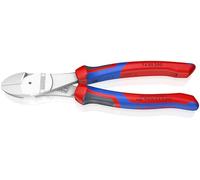 Knipex Pince coupante de côté à forte démultiplication chromée, avec gaines bi-matière 200 mm 74 05 200