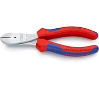 Knipex Pince coupante de côté à forte démultiplication chromée avec poignées multimatières 160 mm, 74 05 160