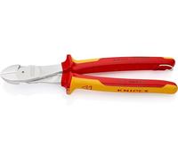 KNIPEX Pince coupante de côté à forte démultiplication chromée isolées avec gaines bi-matière, homologuées VDE ; avec œillet de fixation, 74 06 250 T