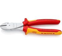 Knipex Pince coupante de côté à forte démultiplication chromée, isolées par gaines bi-matière, certifiées VDE 200 mm (carte LS/blister) 74 06 200 SB