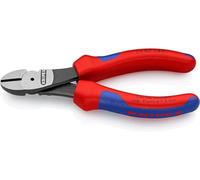 Knipex Pince coupante de côté à forte démultiplication noire atramentisée, avec gaines bi-matière 140 mm 74 02 140
