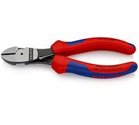 Knipex Pince coupante de côté à forte démultiplication noire atramentisée, avec gaines bi-matière 160 mm (carte LS/blister) 74 12 160 SB