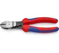 Knipex Pince coupante de côté à forte démultiplication noire atramentisée, avec gaines bi-matière 180 mm (carte LS/blister) 74 12 180 SB