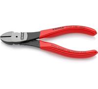 Knipex Pince coupante de côté à forte démultiplication noire atramentisée, gainées en plastique 140 mm 74 01 140