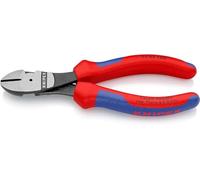 KNIPEX Pince coupante de côté à forte démultiplication sur carte LS atramentisée noire avec poignées multimatières 160 mm, 74 02 160 SB