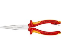 Knipex Pince demi-ronde avec tranchant (pince bec de cigogne) chromée, homologuées VDE ; avec œillet de fixation intégré pour fixation d'un dispositif antichute 200 mm (carte LS/blister) 26 16 200 T BK
