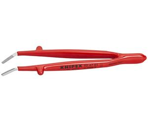 KNIPEX Tools 92 47 01 Pince à épiler coudée en acier inoxydable avec isolation 1000 V 14 cm