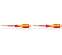 KNIPEX Tournevis pour vis à fente poignée isolante bi-matière, certifiée VDE 202 mm, 98 20 30 (Lot de 2)