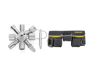 Knipex TwinKey® Clé universelle pour armoires de commande pour toutes les armoires et systèmes & Stanley 1-96-178 Porte Outils en Toile 600 x 600 deniers - Nombreuses Poches