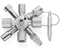 KNIPEX TwinKey® Clé universelle pour armoires de commande, tous systèmes de fermeture usuels, 10 profilés, 2 croix, 1 clé, clé universelle, 00 11 01