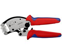 KNIPEX Twistor16 Pince à sertir auto-ajustable pour embouts de câble avec tête de sertissage rotative en blister chromée avec poignées, 97 53 18 SB