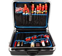Knipex valise d'outils Basic, valise de montage équipée avec l'équipement de base VDE installation électrique, version résistante en matériau ABS, noir (00 21 05 HLS)
