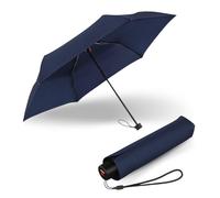 Knirps C.050 Small parapluie pliant manuel compact et anti-vent 205 g | Mini parapluie Bleu - 205 g, testé en soufflerie à 80 km/h, toile 90 cm, dragonne et étui inclus, pour sac à dos