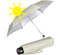 Knirps Mini parapluie léger C.058 Manuel avec protection UV et chaleur, Beige/argenté - Protection UV et thermique, 92 cm