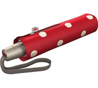 Knirps Parapluie de poche en fibre T2 duomatic avec ouverture et fermeture automatique - Type à pois, rouge, 95 cm, Parapluie de poche