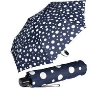 Knirps Parapluie de poche Slim Duomatic à pois, bleu marine, 90 cm