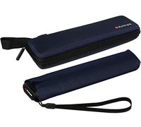 Knirps Parapluie de poche Ultra US.050 Slim Manual - Ultra léger et plat - Résistant aux tempêtes - Coupe-vent - 21 cm, Bleu marine avec étui, 90 cm, Parapluie de poche Super Mini