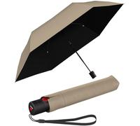 Knirps Ultra U.200 Duomatic Parapluie de poche à ouverture et fermeture automatique à l'épreuve des tempêtes et du vent, Beige avec revêtement noir - Protection contre les rayons UV, 95 cm