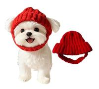 Knit Dog Beanie with Ear Flaps, Knit Dog Beanie Hats Red, Christmas Dogs Knitted Hat, Funny Warm Knitting Wool Hats with Ear Holes, Pet Headwear Pet Hat Costume for Small Dogs Cats (1PC)