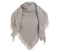 Knit Factory - Amber Châle Tricoté - Foulard Triangle - Châle Femme à franges - Foulard femme pour l’automne et l’hiver - Écharpe Femme - 100% Fabriqué en Europe - Iced Clay - 190x85 cm