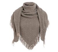 Knit Factory - Amber Châle Tricoté - Foulard Triangle - Châle Femme à franges - Foulard femme pour l’automne et l’hiver - Écharpe Femme - 100% Fabriqué en Europe - Marron - 190x85 cm