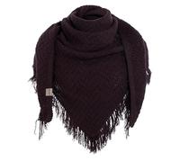 Knit Factory - Amber Châle Tricoté - Foulard Triangle - Châle Femme à franges - Foulard femme pour l’automne et l’hiver - Écharpe Femme - 100% Fabriqué en Europe - Midnight Plum - 190x85 cm