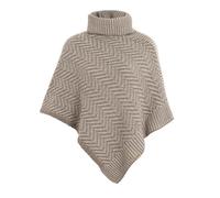 Knit Factory - Amber Poncho Tricoté - Cape Femme - Poncho Femme - Poncho pour l’Automne et l’Hiver - Poncho en Laine et Acrylique - Marron/Iced Clay - Taille Unique
