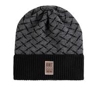 Knit Factory - Bonnet Dusk - Bonnet Femme et Homme - Beanie Hiver - Bonnet Chaud - Bonnet tricoté - Noir/Anthracite - One Size - 30% Laine, 70% Acrylique