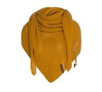 Knit Factory - Coco Châle - 190x85 cm | Châle femme en maille avec de la laine - Écharpe d’hiver chaude - Forme triangulaire - Grosse maille - Broche incluse