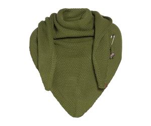 Knit Factory - Coco Châle - 190x85 cm | Châle femme en maille avec de la laine - Écharpe d’hiver chaude - Forme triangulaire - Grosse maille - Broche incluse