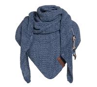 Knit Factory - Coco Châle Tricoté - Foulard Triangle - Foulard femme pour l’automne et l’hiver - Écharpe Femme - Châle Femme - 100% Fabriqué en Europe - Jeans/Indigo - 190x85 cm