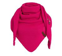 Knit Factory - Coco Châle Tricoté - Foulard Triangle - Écharpe Femme - Fuchsia - 190x85 cm - Y compris la broche décorative